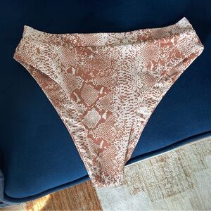 NWT Brown and White Snakeskin high cut Bikini Bottom